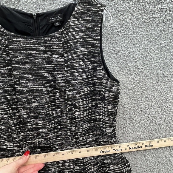 Tahari Black and Gray Textured Dress - Picture 12 of 13